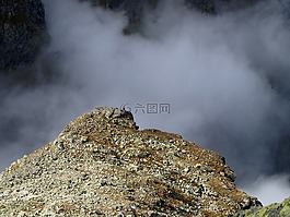 巖,山,云