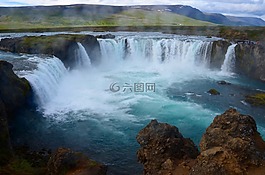 冰島,瀑布,景觀