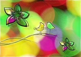 鮮花,植物群,鳥