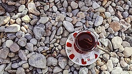 茶,玻璃茶具,海滩