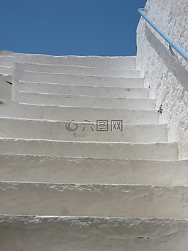 蓝色岛克里特岛,希腊,楼梯
