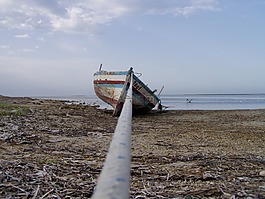 小船,海滩,海