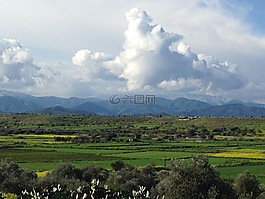農(nóng)村,山,云