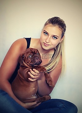 女孩,波爾多,法國獒