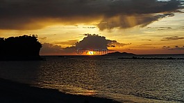 日落,熱帶,餐廳