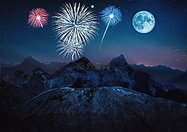 煙花,夜,天空
