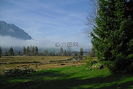 景觀,秋季,霧