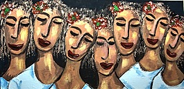 涂女人,丙烯酸漆,畫筆描邊
