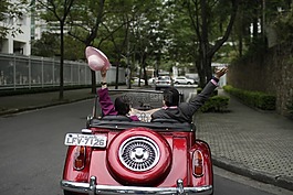 舊的計時器,敞篷車,夫婦