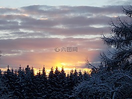 景觀,morgenrot,上午