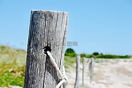 柵欄,砂,海灘