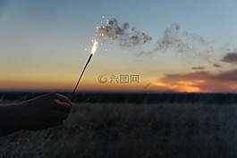 香檳酒,閃光的,煙花
