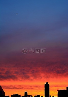 天空,日落,城市