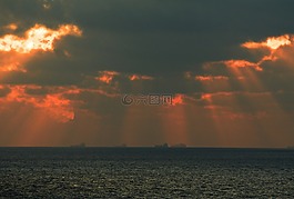 日落,海,云