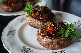 蘑菇,烤箱,烘烤的