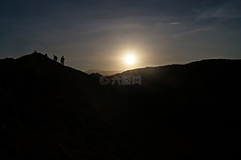 剪影,日落,沙漠