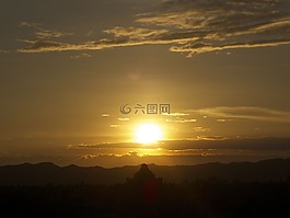 緬甸,蒲甘,日落