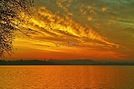 景觀,日落,天空