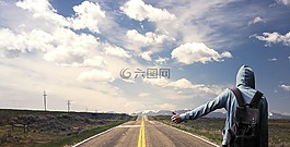 搭便車,男子,路