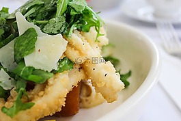 食品,餐廳,魷魚沙拉
