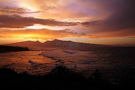 日落,夏威夷,余輝