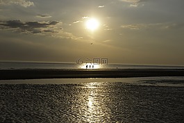 荷蘭,北海,日落
