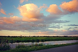 日落,天空,晚上