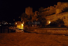 collioure,法國,夜