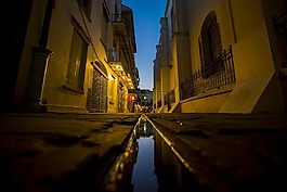 胡同,夜,城市