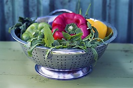 辣椒,漏勺,蔬菜