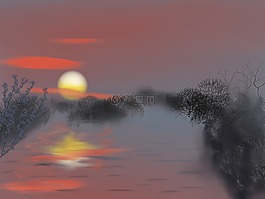 水,晚上,鏡像