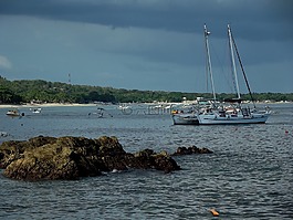 船,雙體船,海景