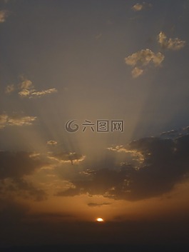 晚上,日落,云