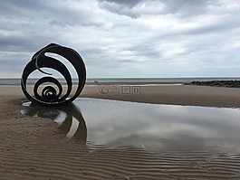 雕塑,金屬,海灘