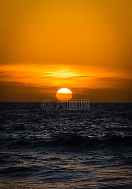 日落,海洋,太陽