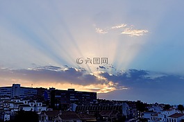 日落,西班牙,天空