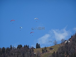 滑翔傘,天空,飛