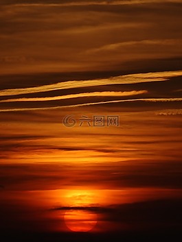 日落,天空,红色