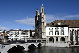 苏黎世,grossmünster,教堂尖塔