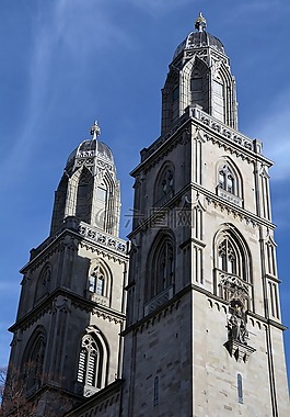 苏黎世,grossmünster,教堂尖塔