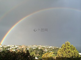 天空,彩虹,晚間