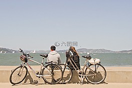 浪漫,自行車,海洋