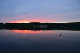 湖,日落,顏色