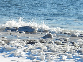 海,冬天,雪