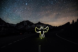 天使,光涂鴉,道路
