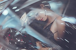 女人在車里,美,女孩