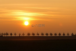 秋季,日落,大氣