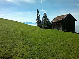 棚屋,山上的小屋,草地