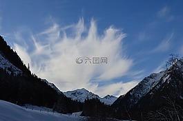 冬天,山,天空