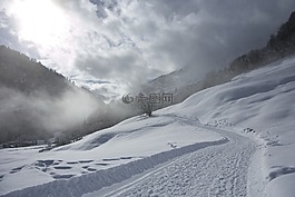 山,雪,冬天